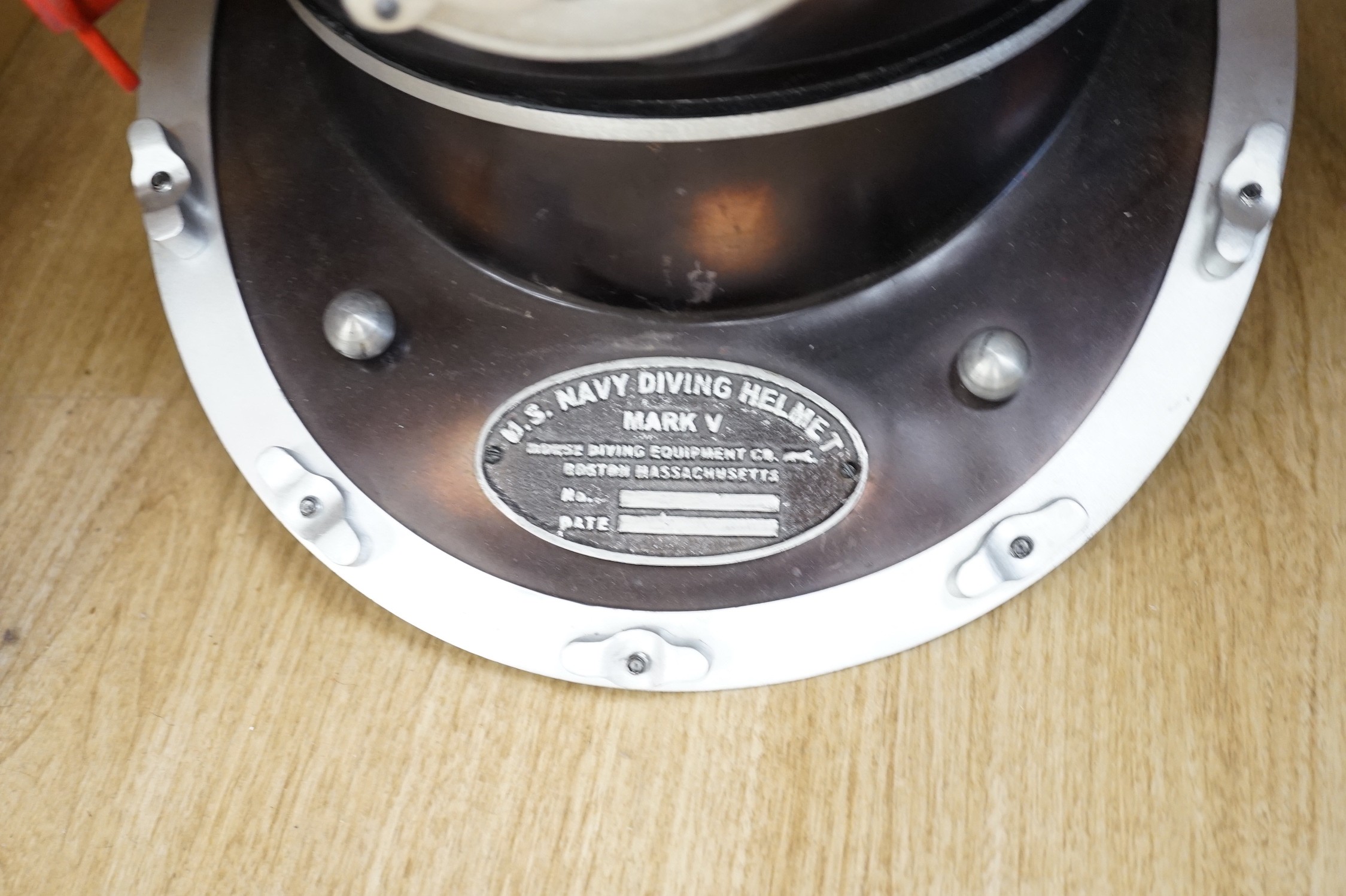 A replica US navy diving helmet